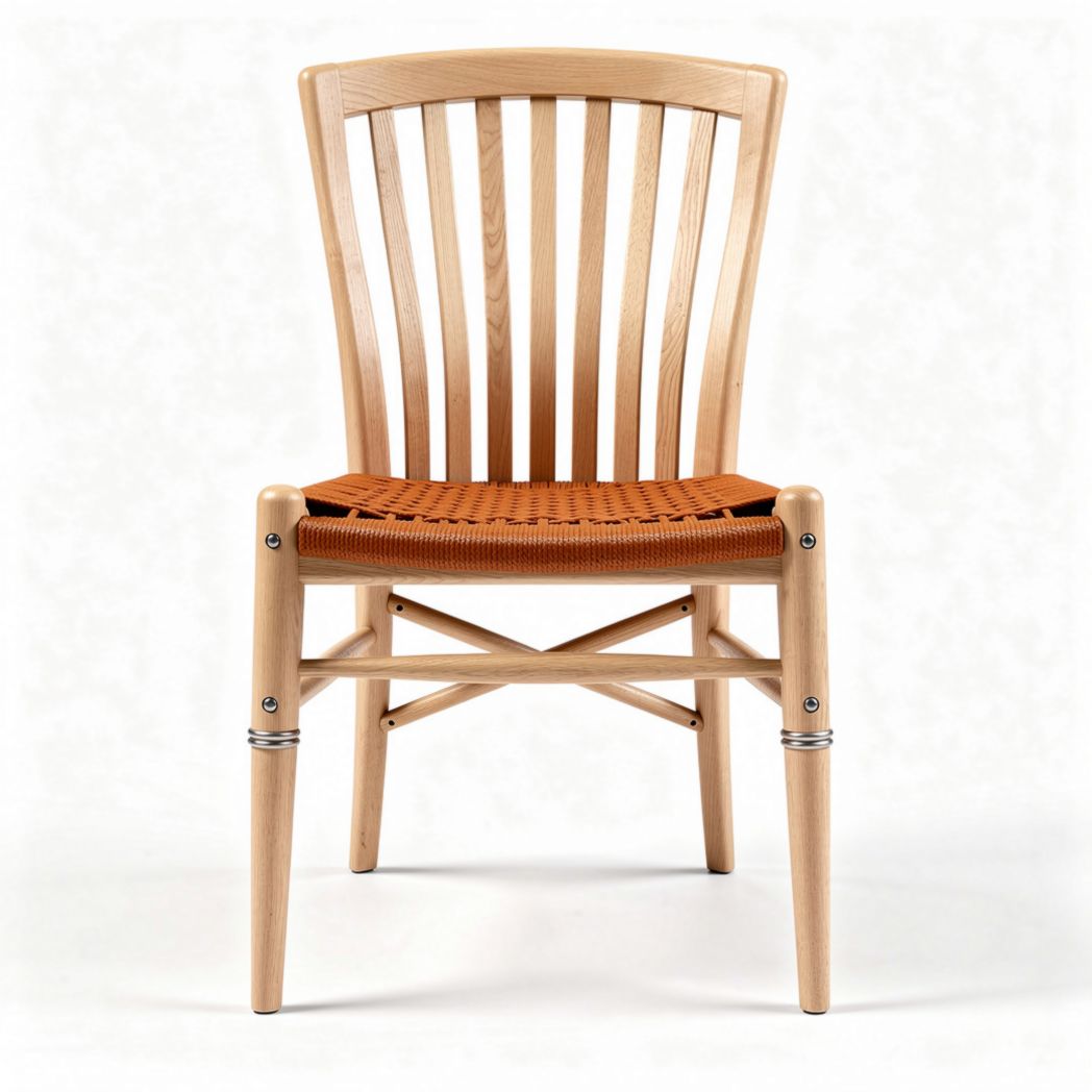 Houten eetstoel met leren zitting en afmetingen 45 x 45 x 85cm