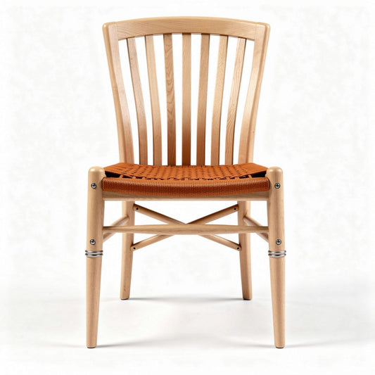 Houten eetstoel met leren zitting en afmetingen 45 x 45 x 85cm