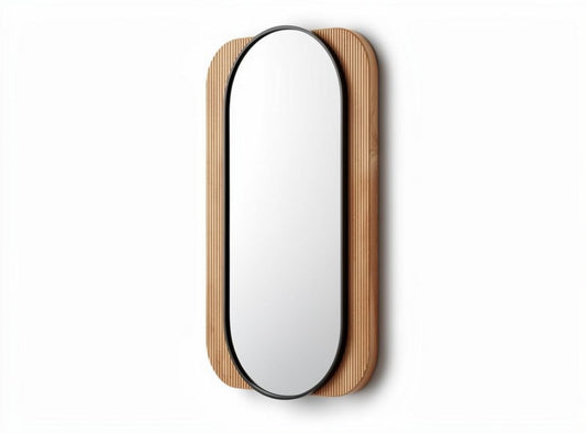 Houten wandspiegel met zwarte omlijsting 100 x 50 x 5cm voor interieurdecoratie