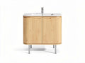 Kast van hout met wastafel en chromen kraan 70 x 40 x 85cm