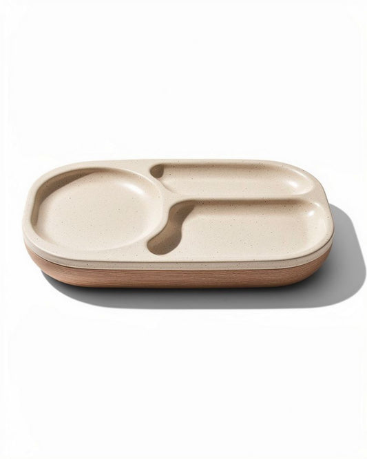 Bamboo houten borden met compartimenten voor snacks en maaltijden 20 x 10 x 3cm
