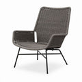 Lichtgewicht grijze rieten fauteuil met metalen onderstel 80 x 70 x 100cm