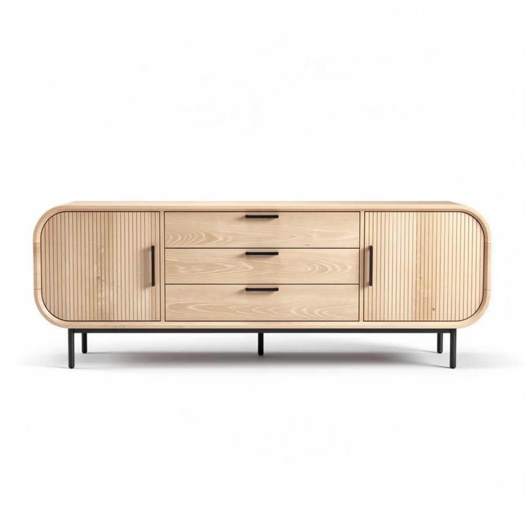 Houten tv-meubel met drie lades en een open compartiment 150 x 40 x 50cm