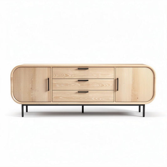 Houten tv-meubel met drie lades en een open compartiment 150 x 40 x 50cm