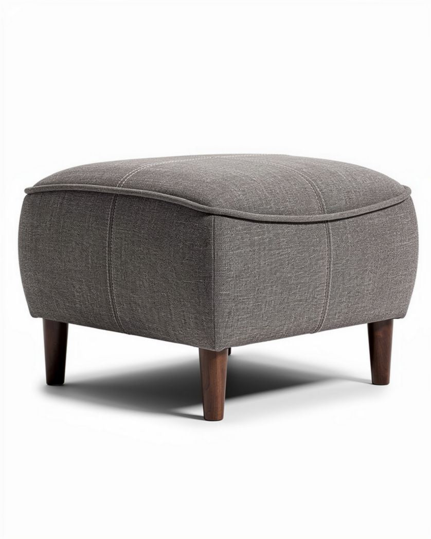 stoffen hocker in grijs 60 x 60 x 40 cm met houten poten